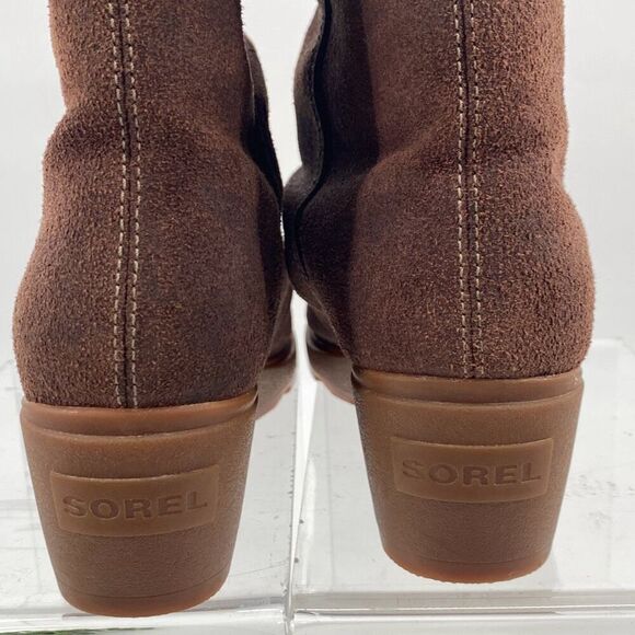 New Sorel Toronto Mid Wedge Bootie Leather Brass Buckle  -Brown size 9 - Picture 8 of 13